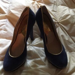 Size 8 Michael Kors blue/gold platforms.